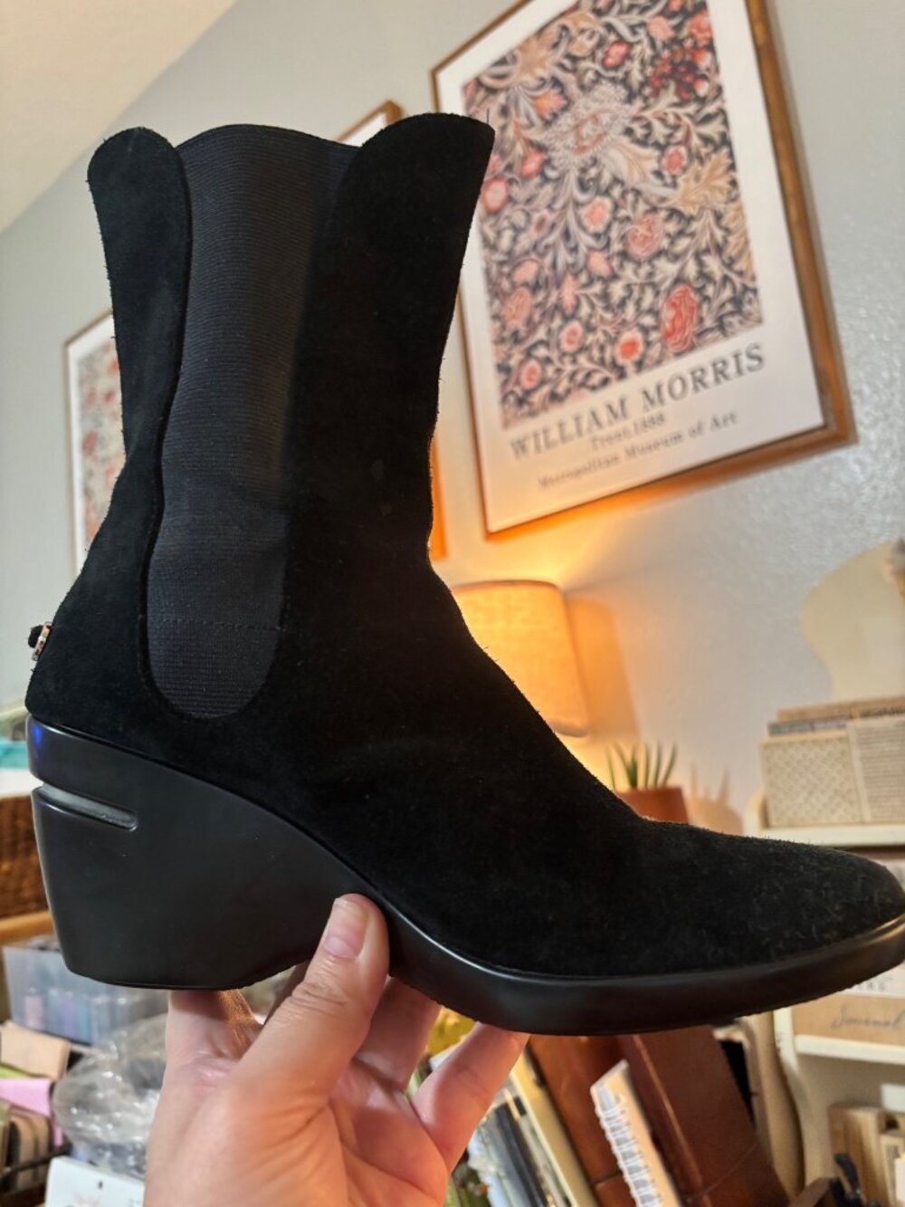 Cole Haan Nike Air Kierstin Black Suede Wedge Pull On Boots Womens Size 7.5 B